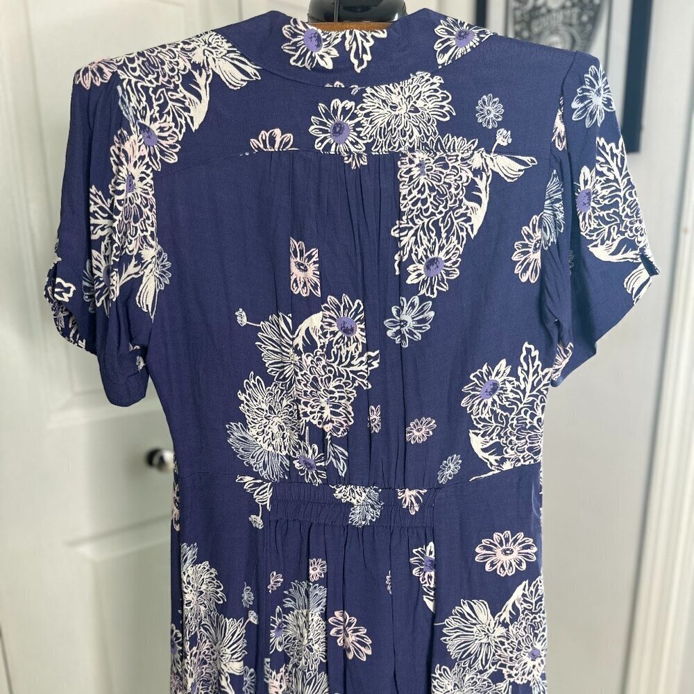 Free People Purple Hawaii Mini Dress Size Small Floral Print Short Sleeve - Picture 2 of 4
